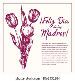 Feliz Día de las Madres (Happy Mother’s Day in Spanish) Tulip Flowers Greeting Card – Copy Space