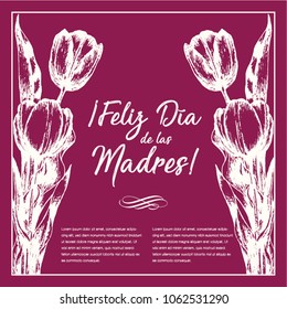 Feliz Día de las Madres (Happy Mother’s Day in Spanish) Tulip Flowers Greeting Card – Copy Space