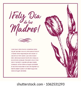 Feliz Día de las Madres (Happy Mother’s Day in Spanish) Tulip Flowers Greeting Card – Copy Space