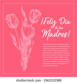 Feliz Día de las Madres (Happy Mother’s Day in Spanish) Tulip Flowers Greeting Card – Copy Space