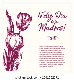 Feliz Día de las Madres (Happy Mother’s Day in Spanish) Tulip Flowers Greeting Card – Copy Space