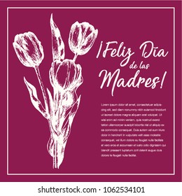 Feliz Día de las Madres (Happy Mother’s Day in Spanish) Tulip Flowers Greeting Card – Copy Space