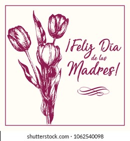 Feliz Día de las Madres (Happy Mother’s Day in Spanish) Tulip Flowers Greeting Card – Copy Space