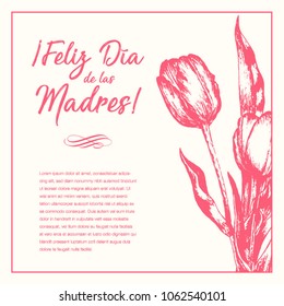 Feliz Día de las Madres (Happy Mother’s Day in Spanish) Tulip Flowers Greeting Card – Copy Space