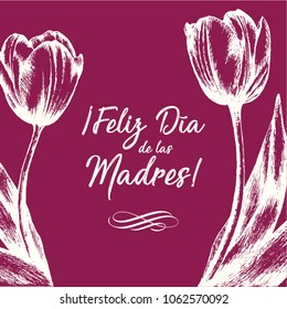 Feliz Día de las Madres (Happy Mother’s Day in Spanish) Tulip Flowers Greeting Card – Copy Space