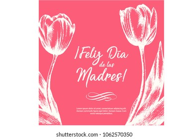 Feliz Día de las Madres (Happy Mother’s Day in Spanish) Tulip Flowers Greeting Card – Copy Space