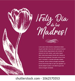 Feliz Día de las Madres (Happy Mother’s Day in Spanish) Tulip Flowers Greeting Card – Copy Space