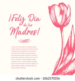 Feliz Día de las Madres (Happy Mother’s Day in Spanish) Tulip Flowers Greeting Card – Copy Space