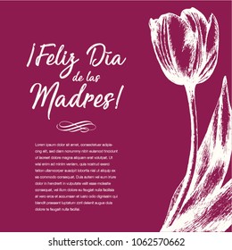 Feliz Día de las Madres (Happy Mother’s Day in Spanish) Tulip Flowers Greeting Card – Copy Space