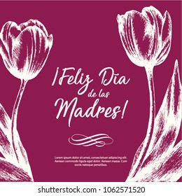 Feliz Día de las Madres (Happy Mother’s Day in Spanish) Tulip Flowers Greeting Card – Copy Space