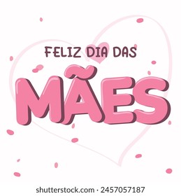 Feliz Dia das Mães Translated Happy Mother's Day. 3D Vector to Celebrate With Petals Flying.