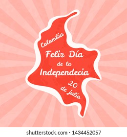 Feliz Dia de la Independencia. Greeting card for 20th July in vintage and retro style.