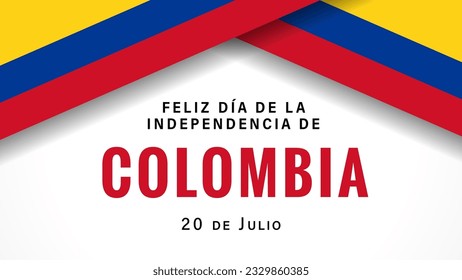 Feliz dia de la Independencia de Colombia banner with flags. Translation from spanish - Happy Independence Day of Colombia, July 20.  Vector illustration