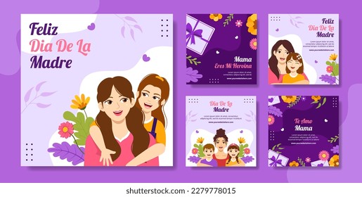 Feliz Dia De La Madre Social Media Post Flat Cartoon Hand Drawn Templates Background Illustration