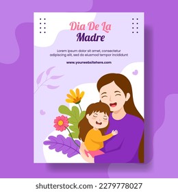 Feliz Dia De La Madre Vertical Poster Flat Cartoon Hand Drawn Templates Background Illustration