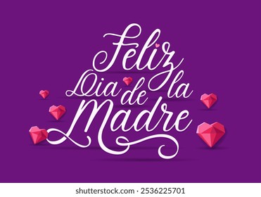 Estilo de letra Feliz Dia De La Madre. Cartão de saudação de Dia das Mães em espanhol. Ilustração desenhada à mão para cartão de saudação, cartaz festivo, folheto, fundo