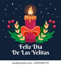 Feliz Dia De Las Velitas illustration in flat design style