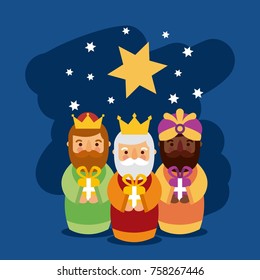 feliz dia de los reyes three magic kings bring presents to jesus