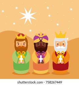 feliz dia de los reyes three magic kings bring presents to jesus