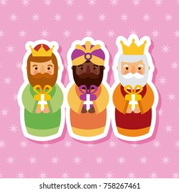 feliz dia de los reyes three magic kings bring presents to jesus