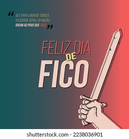 Feliz dia do Fico post template, red and blue gradient with modern