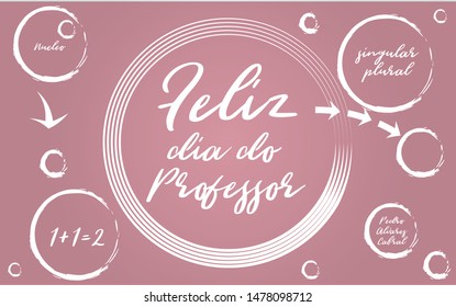 Feliz dia do professor (happy teacher day in portuguese) pink vector