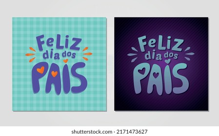 feliz dia dos pais, father's day. blue purple square father's day post with geometric texture