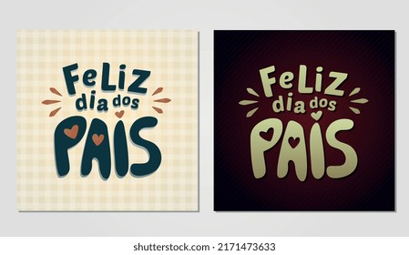 feliz dia dos pais, father's day. brown square father's day post with geometric texture