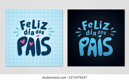 feliz dia dos pais, father's day. blue square father's day post with geometric texture