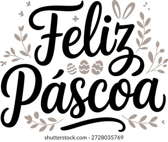 Feliz día de fiesta de Pascua saludando tipografía texto rodeado de Elementos de colores