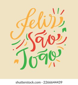 Feliz São João. Happy Saint John in brazilian portuguese. Modern hand Lettering. vector.