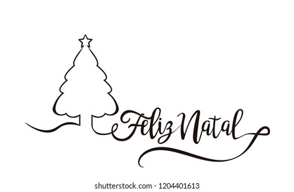 Feliz Natal is Merry Christmas in portuguese. Calligraphy brush banner vector. 