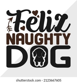 Feliz Naughty Dog printable vector illustration