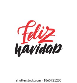 Feliz Navidad calligraphy hand lettering with word isolated on white. Vector template for typography poster, sticker, banner, sticker, etc. 