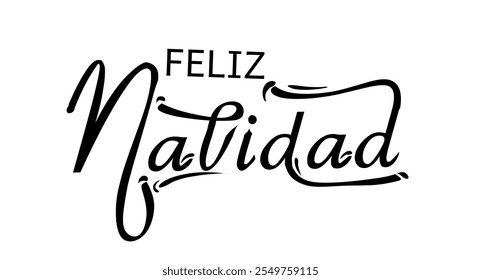 Feliz Navidad Kalligrafie-Stil mit weißem Hintergrund eignet sich gut für Grußkartendesigns, Poster und Banner