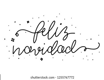 Feliz Navidad. Christmas hand drawn modern brush lettering. Christmas lettering typography for holiday greeting card.