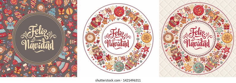 Feliz navidad Christmas Noel  Christmas banner on different languages Xmas lettering design Merry Christmas  greeting card Navidad Postcard in Spanish Christmas Xmas Background in Spain