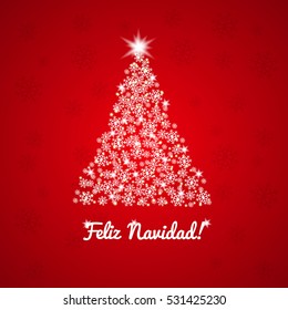 Feliz Navidad! Christmas Vector Greeting Card, Spanish Greeting