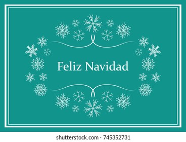 feliz navidad - green vector greeting card for christmas