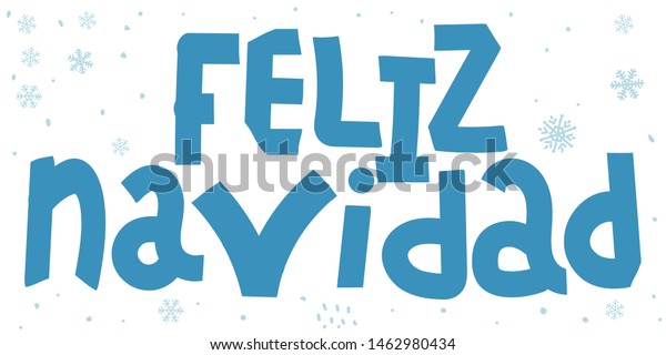 Feliz Navidad Hand Drawn Blue Vector Stock Vector Royalty Free