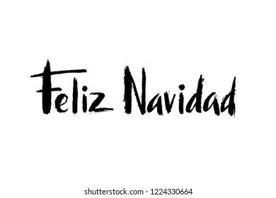 Feliz Navidad hand drawn lettering for Christmas and New Year design of postcard, poster, banner, phoro overlay, holiday invitation. Celebration quote on Spanish translation is "Merry Christmas"