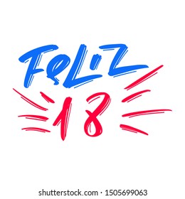 Feliz Navidad hand drawn lettering text. Vector illustration