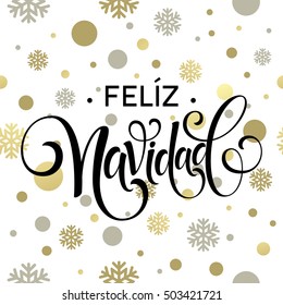 Feliz Navidad handschriftlich Dekorationstext für Grußkartendesign-Vorlage. Frohe Weihnachtstypografie-Label auf Spanisch. Kalligraphische Inschrift für Winterferien Vektor-Illustration EPS10