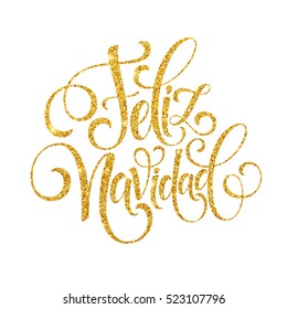Feliz Navidad hand lettering decoration text for greeting card design template. Merry Christmas typography label in spanish. Calligraphic inscription for winter holidays Vector illustration EPS10