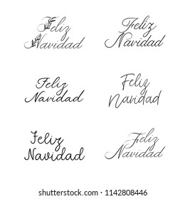 Feliz Navidad Hand Lettering Greeting Card. Merry Christmas in Spanish. Vector Illistration. Modern Calligraphy. Handwritten Christmas Decor