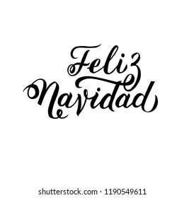 Feliz Navidad Hand Lettering Text. Greeting Card Design Template. Merry Christmas Typography Label in spanish. Vector illustration EPS10 Spanish Lettering.