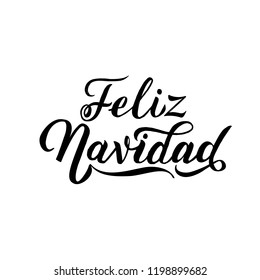 Feliz Navidad Hand Lettering Text. Greeting Card Design Template. Merry Christmas Typography Label in spanish. Vector illustration EPS10 Spanish Lettering.