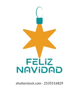 Feliz Navidad Happy Christmas auf Spanisch Gelber Stern Weihnachten Spielzeug und Satz