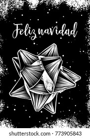 Feliz Navidad, lettering Christmas and New Year holiday calligraphy phrase on Spanish. Brush ink typography card, flyer, poster design. Vector.