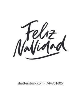 Feliz Navidad lettering phrase. Hand drawn design from Christmas collection.